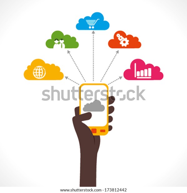 share information using mobile or purchase product\
concept vector