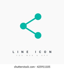 Share isolated minimal single flat linear icon for application and info-graphic. Communication line vector icon for websites and mobile minimalistic flat design.