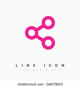 Share isolated minimal single flat linear icon for application and info-graphic. Send line vector icon for websites and mobile minimalistic flat design.