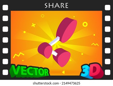 Share isometric design icon. Vector web illustration. 3d colorful concept