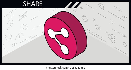Share isometric design icon. Vector web illustration. 3d colorful concept