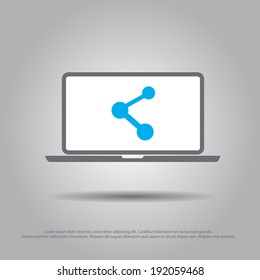 share in laptop vector icon