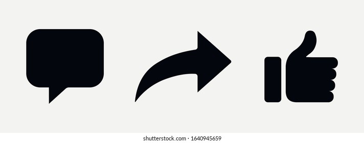 Share like comment icon button social notification.Vector illustration