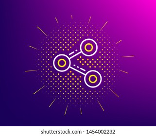 Share line icon. Halftone pattern. Social media sign. Follow symbol. Gradient background. Share line icon. Yellow halftone pattern. Vector