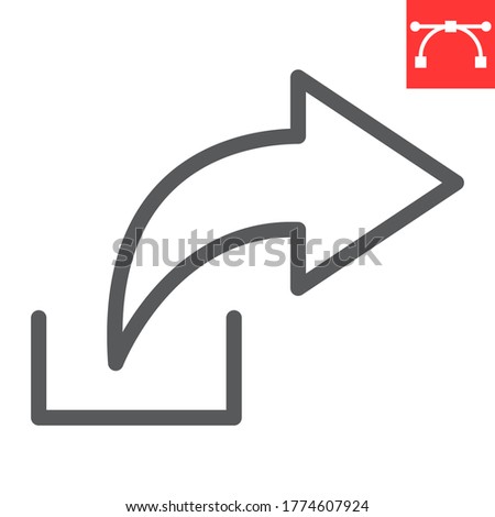Share line icon, ui and button, arrow sign vector graphics, editable stroke linear icon, eps 10