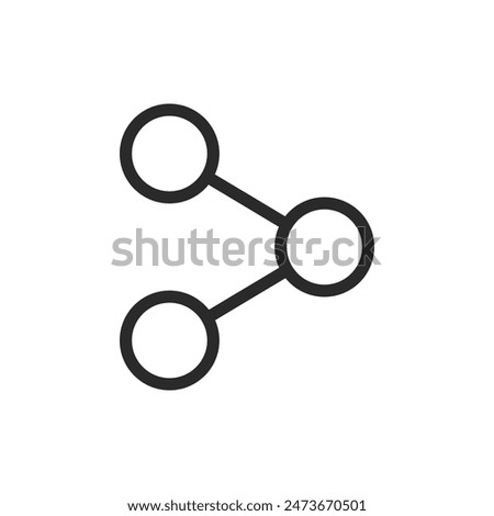 Share, linear style icon. Three connected dots forming a network, indicating sharing or connectivity. Editable stroke width.