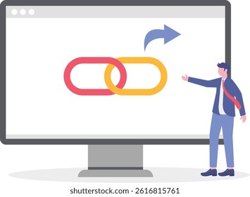 share link concept. send and spread link to others or friends. user security in accessing link, marketing, address, information, customers. account symbol and share link.


