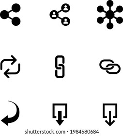 Share, link and download web icon set