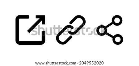 Share link, external link vector icons set. Isolated URL symbols