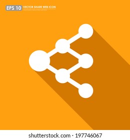 Share or link icon on colorful orange background - can be used as network sign or tree diagram