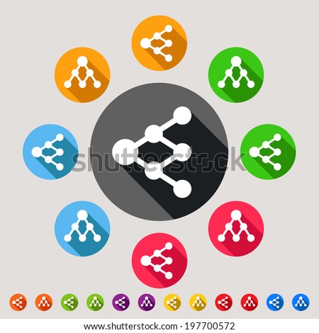 Share or link icons - colorful vector icon set - can be used as network signs or tree diagrams
