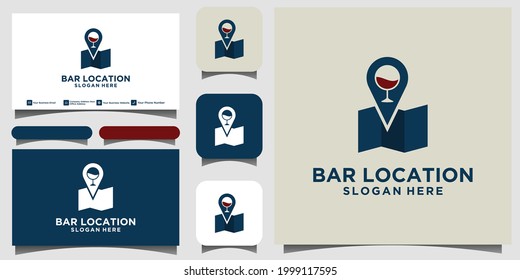 share location bar for drink logo design vector with business card
