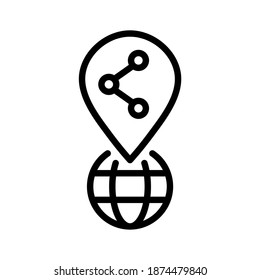 Icono de ubicación de recurso compartido. Vector de línea. Aislar sobre fondo blanco.