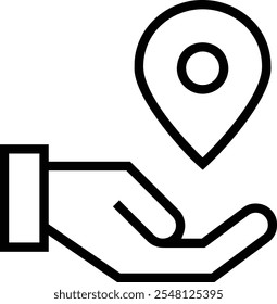 ícone de local de compartilhamento. Design de estilo linear fino isolado em fundo branco