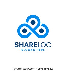 Share location logo design template. Map pointer icon vector. Creative pin share symbol concept.