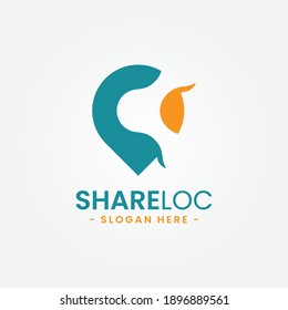 Plantilla de diseño de logotipo de ubicación compartida. Mapa del vector de icono del puntero. Concepto de símbolo de uso compartido de pin creativo.