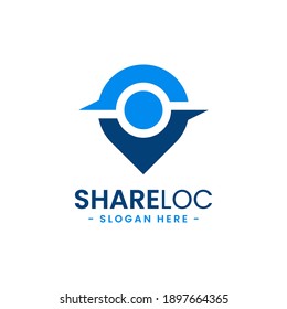 Share location logo design template. Map pointer icon vector. Creative pin share symbol concept.