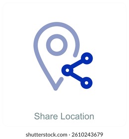 Share Location and pin icon concept