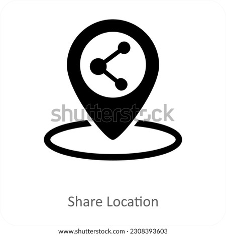 Share Location and pin icon concept