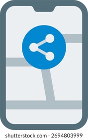 Diseño de Vector de ubicación de Compartir en estilo moderno, pin de GPS y concepto de mapa móvil, ilustración de navegación social. Icono plano