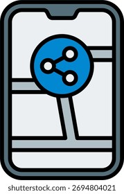 Diseño de Vector de ubicación de Compartir en estilo moderno, pin de GPS y concepto de mapa móvil, ilustración de navegación social. Icono de línea llena