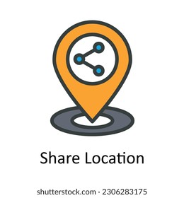Share Location vector    Fill outline Icon Design illustration. Location and Map Symbol on White background EPS 10 File