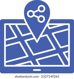 Das Vektorsymbol Speicherort teilen. Kann für Druck-, Mobil- und Web-Anwendungen verwendet werden.