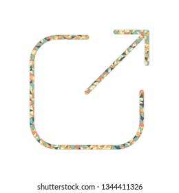 Share, logout or upload. Diagonal arrow out square. Colored mosaic with polygons