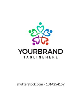 Share love heart people circle logo vector designs concept template