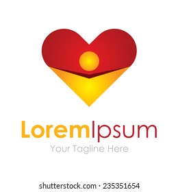 Share love man hugging heart concept elements icon logo
