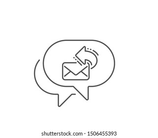 Share mail line icon. Chat bubble design. New newsletter sign. Phone E-mail symbol. Outline concept. Thin line share mail icon. Vector