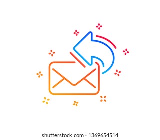 Share mail line icon. New newsletter sign. Phone E-mail symbol. Gradient design elements. Linear share mail icon. Random shapes. Vector