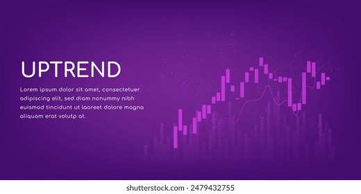 share market candlestick pattern showing uptrend, business financial rising graph