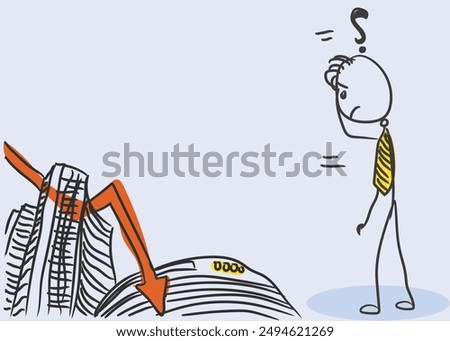 Share Market Down Today, stickman lineart design
