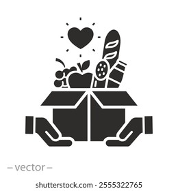 share meal with hungry, donate food box icon, rocery service delivery , flat vector illustration