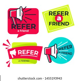 Share media information refer friend loudspeaker isolated icon program or app network and media posts and information share suggestion, or reference advice or referral emblem or logo marketing