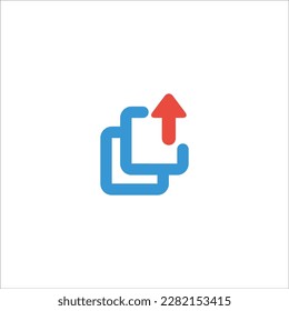 Das Symbol teilen oder mehrfach exportieren. Stufe auf. Exportsymbol für Massengut. Gehe zur nächsten Stufe. UI-Schaltfläche. Stock-Vektorgrafik einzeln auf weißem Hintergrund.