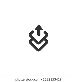 Icono de Compartir o multiexportar. Levántate. Símbolo de exportación masiva. Subir al siguiente nivel. botón UI. Ilustración vectorial de material aislada en fondo blanco.