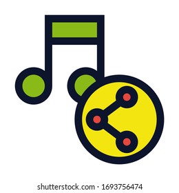 Share Music. Simple Vector Color Icon.