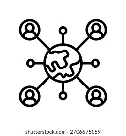 Ilustración vectorial de línea de icono de red de Compartir