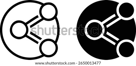 Share Network Node Icons – Black and White Connection Symbol Vector Set