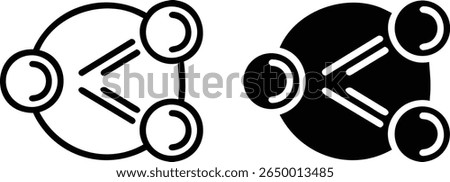 Share Network Nodes Icons – Black and White Connection Symbol Vector Set
