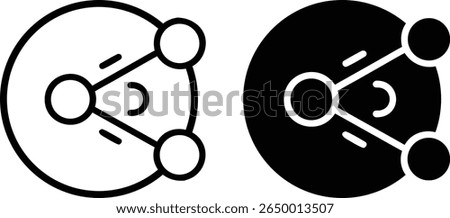 Share Network Nodes Icons – Black and White Connection Symbol Vector Set