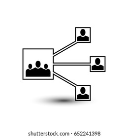 Share network user horizontal vector line icon isolated on white background