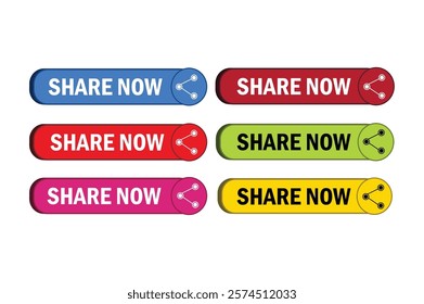 share now 3d buttons vector design