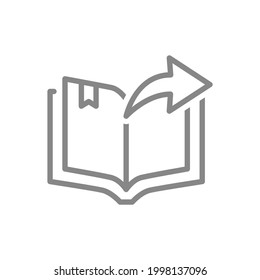 Share open book line icon. Bookcrossing, books swap, reusable library symbol