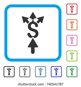 Share Payment icon. Flat gray pictogram symbol inside a light blue rounded frame. Black, gray, green, blue, red, orange color versions of Share Payment vector. Designed for web and app user interface.