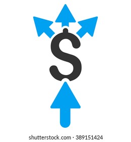Share Payment vector icon. Style is bicolor flat symbol, blue and gray colors, white background.