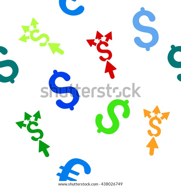 Share Payment vector seamless repeatable\
pattern. Style is flat share payment and dollar symbols on a\
transparent background.