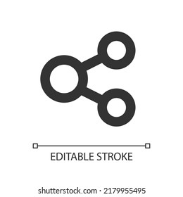 Share pixel perfect linear ui icon. Button for social networking service. Spreading dot. GUI, UX design. Outline isolated user interface element for app and web. Editable stroke. Arial font used